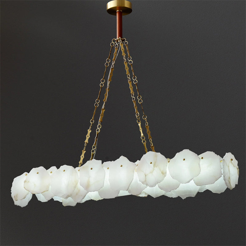 Noah Alabaster Modern Snowflake Linear Chandelier with Chain