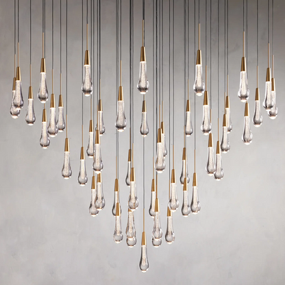 Denise Raindrop Glass Round Solitaire Chandelier
