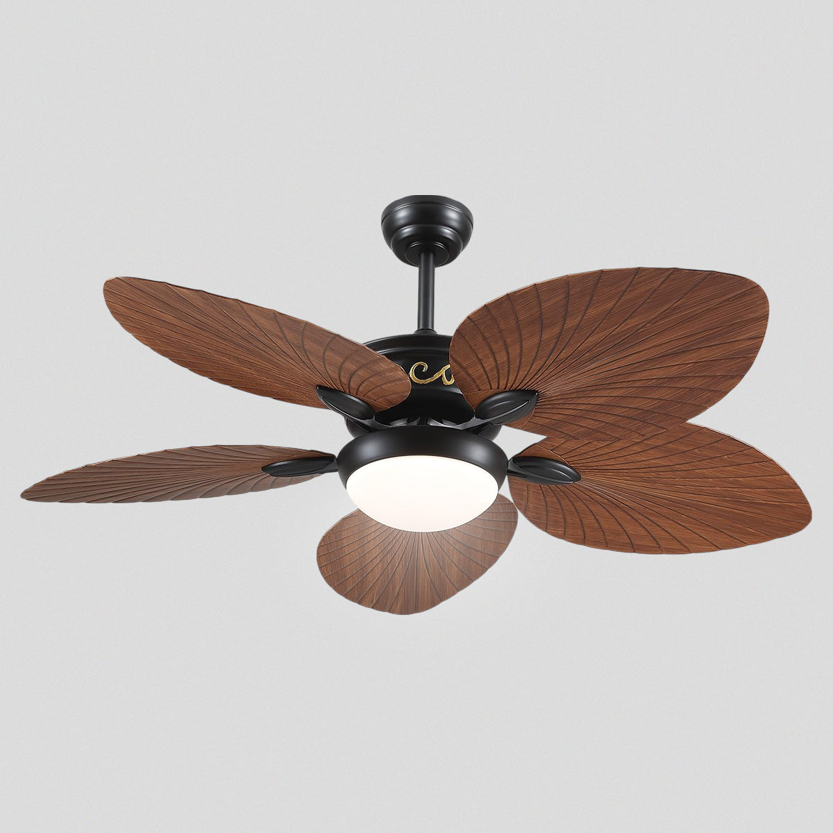 Retro Banana Leaf Shaped Blade Ceiling Fan Lamp 52"