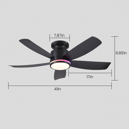 RGB Recessed remote control ceiling fan light 41"