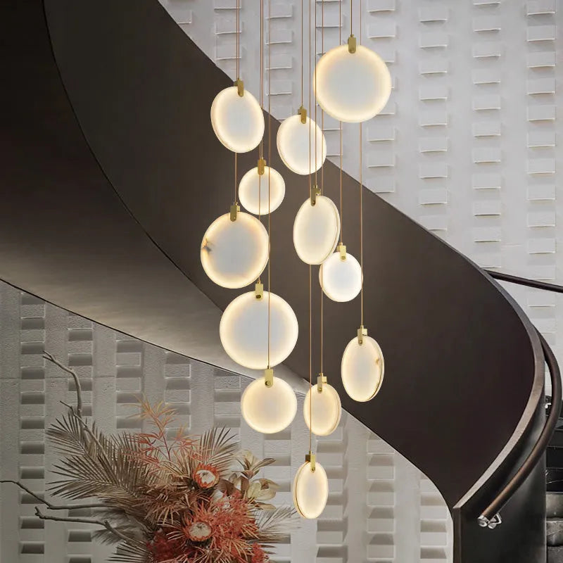 Nirvana Marble disc Round Chandelier For Loft
