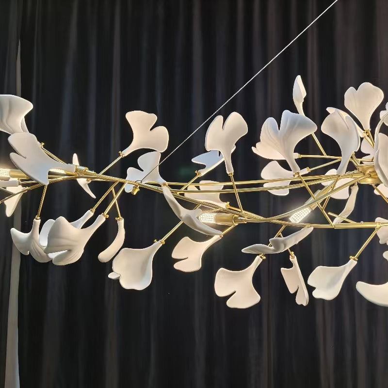Ginkgo Leaf Ceramics Large Chandelier 110'' 118'' 157''H