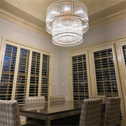 Golden Tea 2-Tier Round Glass Chandelier 22"