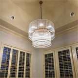 Golden Tea 2-Tier Round Glass Chandelier 37"