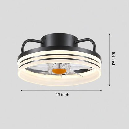Modern LED Flush Mount Ceiling Fan Light 13"
