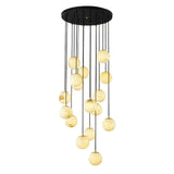 Roden Alabaster Global Pendant Chandelier For Staircase, Spiral Global Pendant