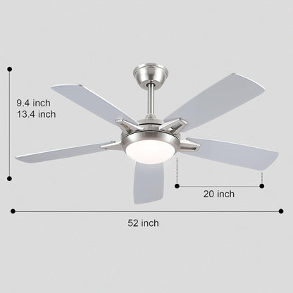 Modern Ceiling Fans with Lights 6 Speeds Reversible Dual Finish Wooden Blades 52"