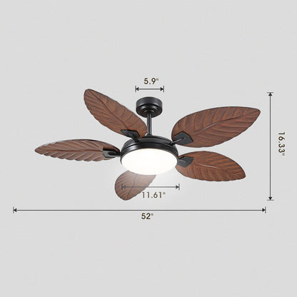 Palm Leaf Ceiling Fans with Lights Tropical Ceiling Fans  6 Speeds Reversible Wood Grain 52"