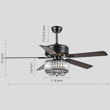 Farmhouse Crystal Ceiling Fan Light
