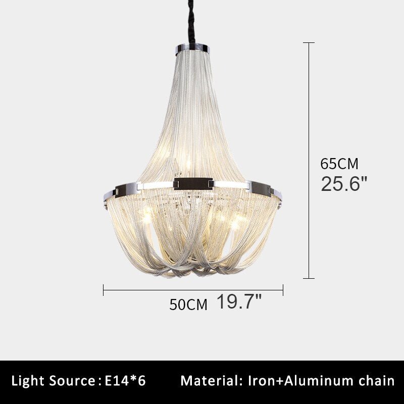 Deniselamp® Silver Chain Chandelier Creative Round Design Loft Chandelier
