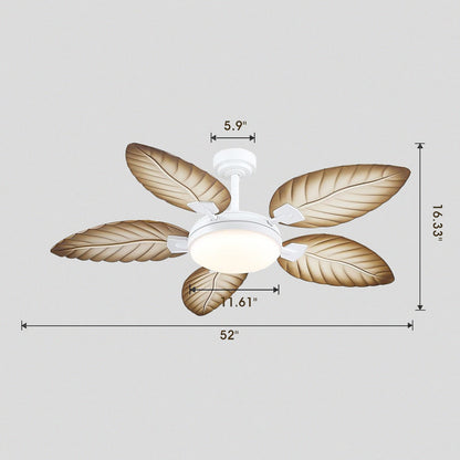 Palm Leaf Ceiling Fans with Lights Tropical Ceiling Fans  6 Speeds Reversible Wood Grain 52"