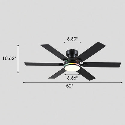 Modern Flush Mount Fans Light Ceiling Fans with Lights Black Low Profile Ceiling Fans 52“