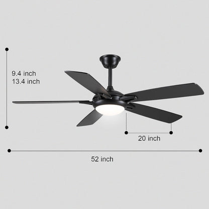 Modern Ceiling Fans with Lights 6 Speeds Reversible Dual Finish Wooden Blades 52"