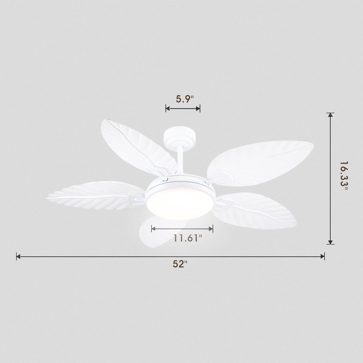 Palm Leaf Ceiling Fans with Lights Tropical Ceiling Fans  6 Speeds Reversible Wood Grain 52"