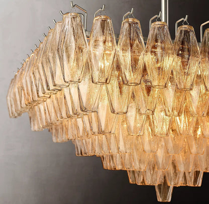 Chiaravalle Glass Tiered Square Chandelier 32"