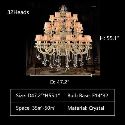 D47.2"*H55.1" chandelier,chandeliers,extra large,large,oversize,big,huge,foyer,duplex hall,two-story foyer,loft,candle,branch,raindrop,pendent,crystal,metal