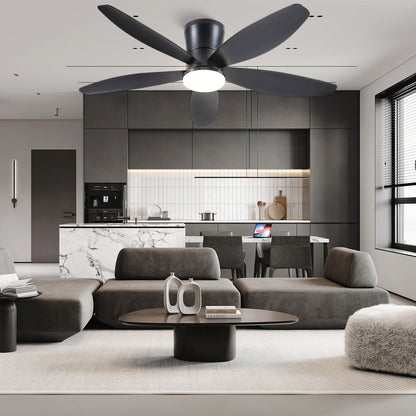 Indoor/Outdoor Recessed Black Ceiling Fan Light