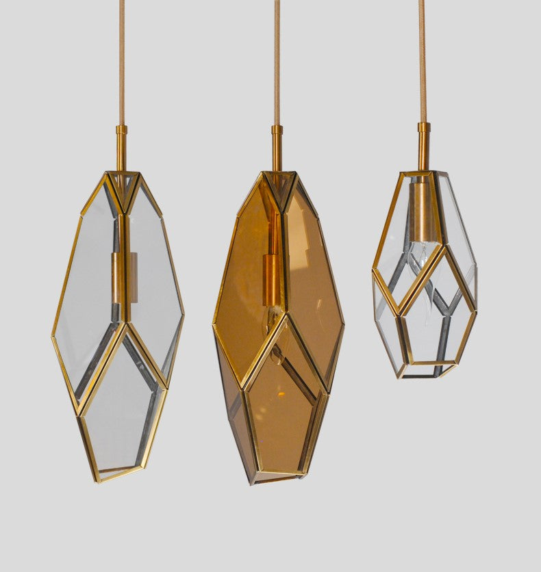 Deniselamp® Gold Art Deco Diamond Pendant Lamp & Chandelier