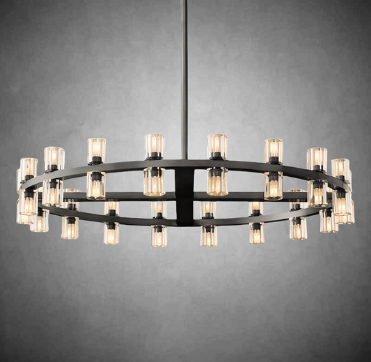 Wine-Glass Round Chandelier 36” D For Living Room