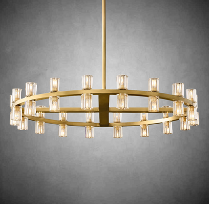Wine-Glass Round Chandelier 36” D For Living Room