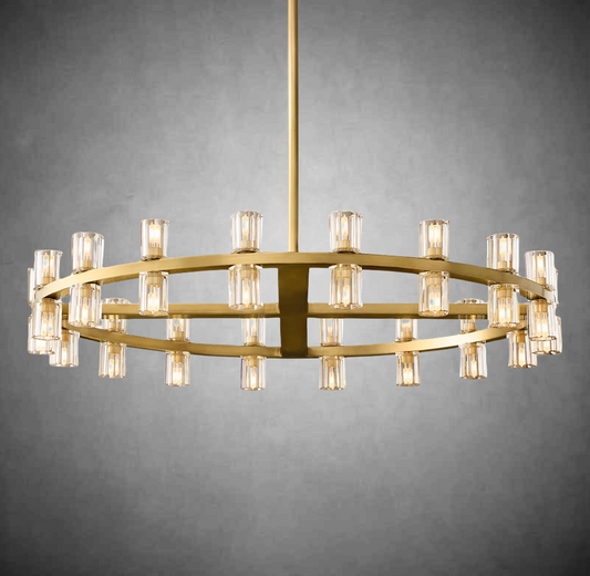 Wine-Glass Round Chandelier 36” D For Living Room