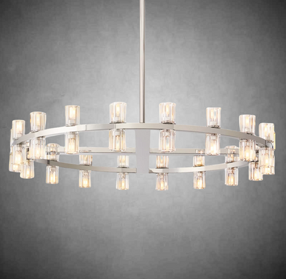 Wine-Glass Round Chandelier 36” D For Living Room