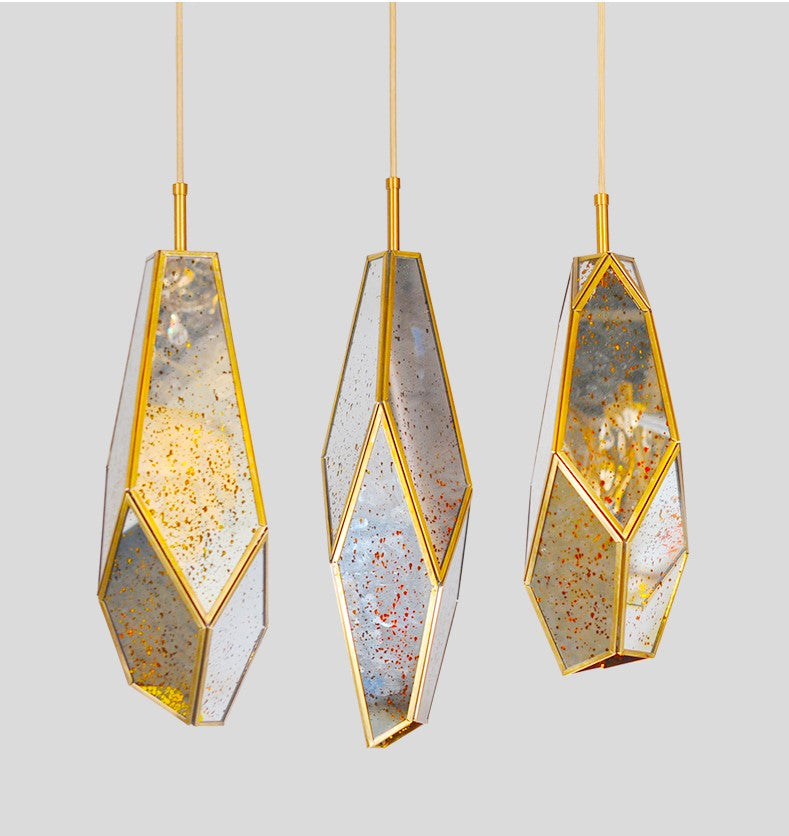 Deniselamp® Gold Art Deco Diamond Pendant Lamp & Chandelier