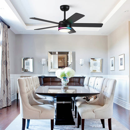 RGB Modern Black Ceiling Fan Light