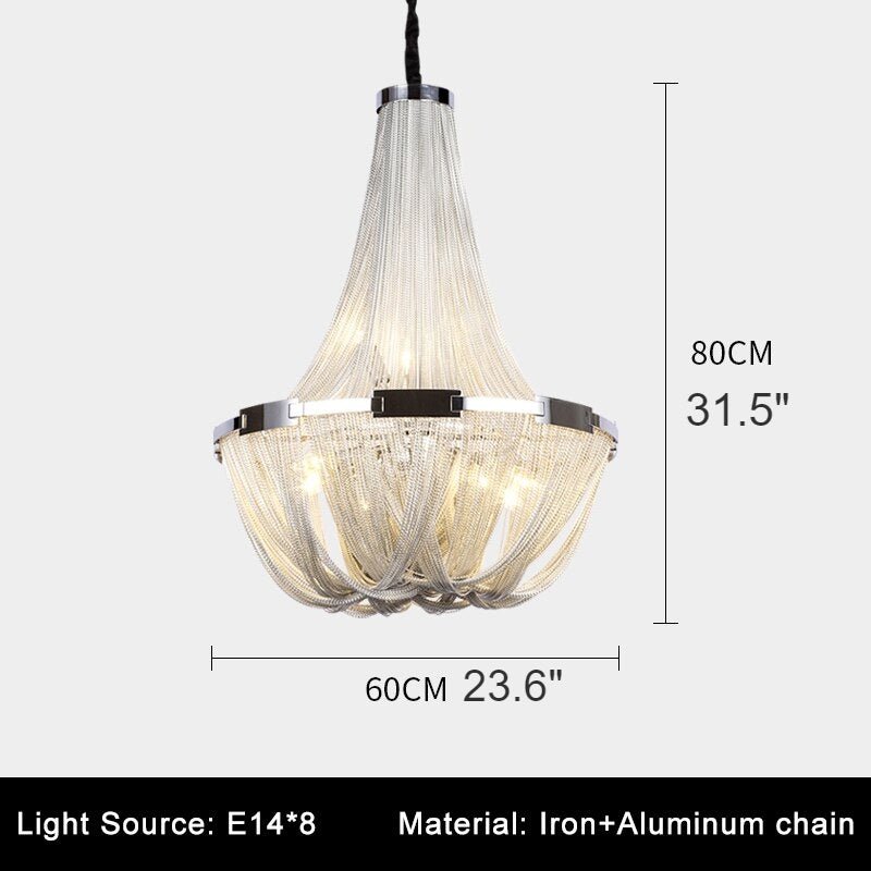 Deniselamp® Silver Chain Chandelier Creative Round Design Loft Chandelier