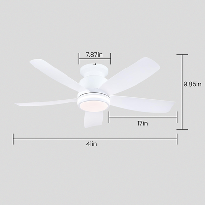 Recessed Remote Control Ceiling Fan Light 41"