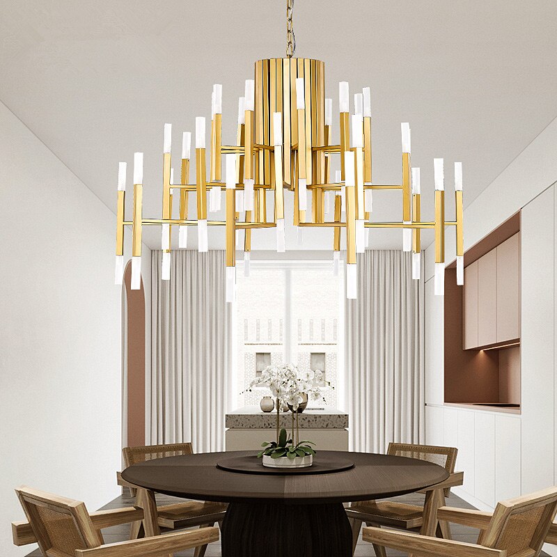 Deniselamp® Gold/Black Postmodern LED Chandelier For Living Room, Lobby, Restaurant