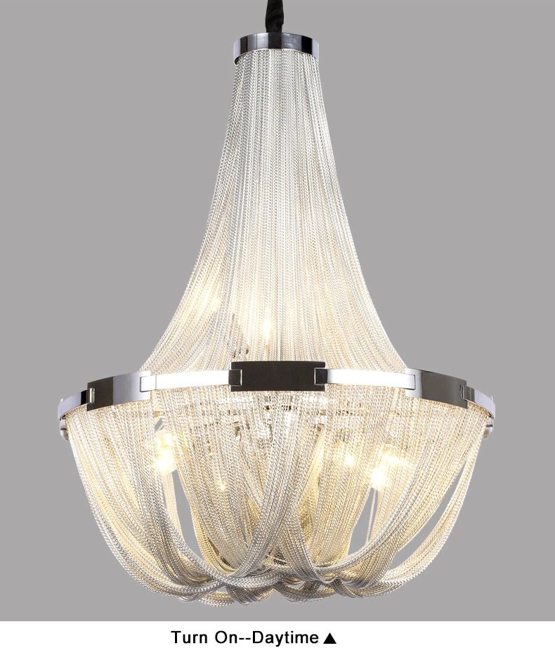 Deniselamp® Silver Chain Chandelier Creative Round Design Loft Chandelier