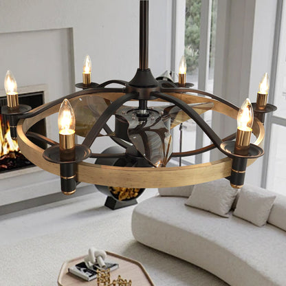 Caged Modern Farmhouse Ceiling Fan Light 32"
