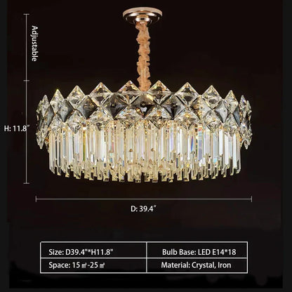 Modern Luxury Tiered Transparent Crystal Chandelier Suit for Living/Dining Room/Bedroom, art designer, round,oval