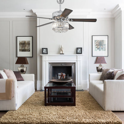 Farmhouse Crystal Ceiling Fan Light