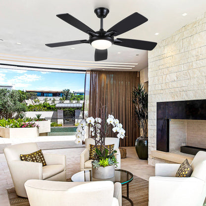 Modern Ceiling Fans with Lights 6 Speeds Reversible Dual Finish Wooden Blades 52"