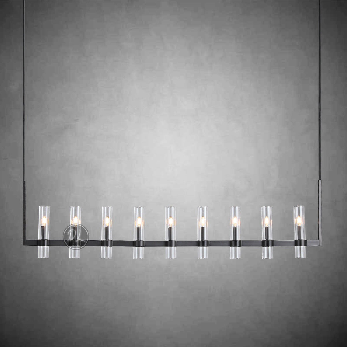 Crystalline Glass Shaded Modern Linear Chandelier 71"