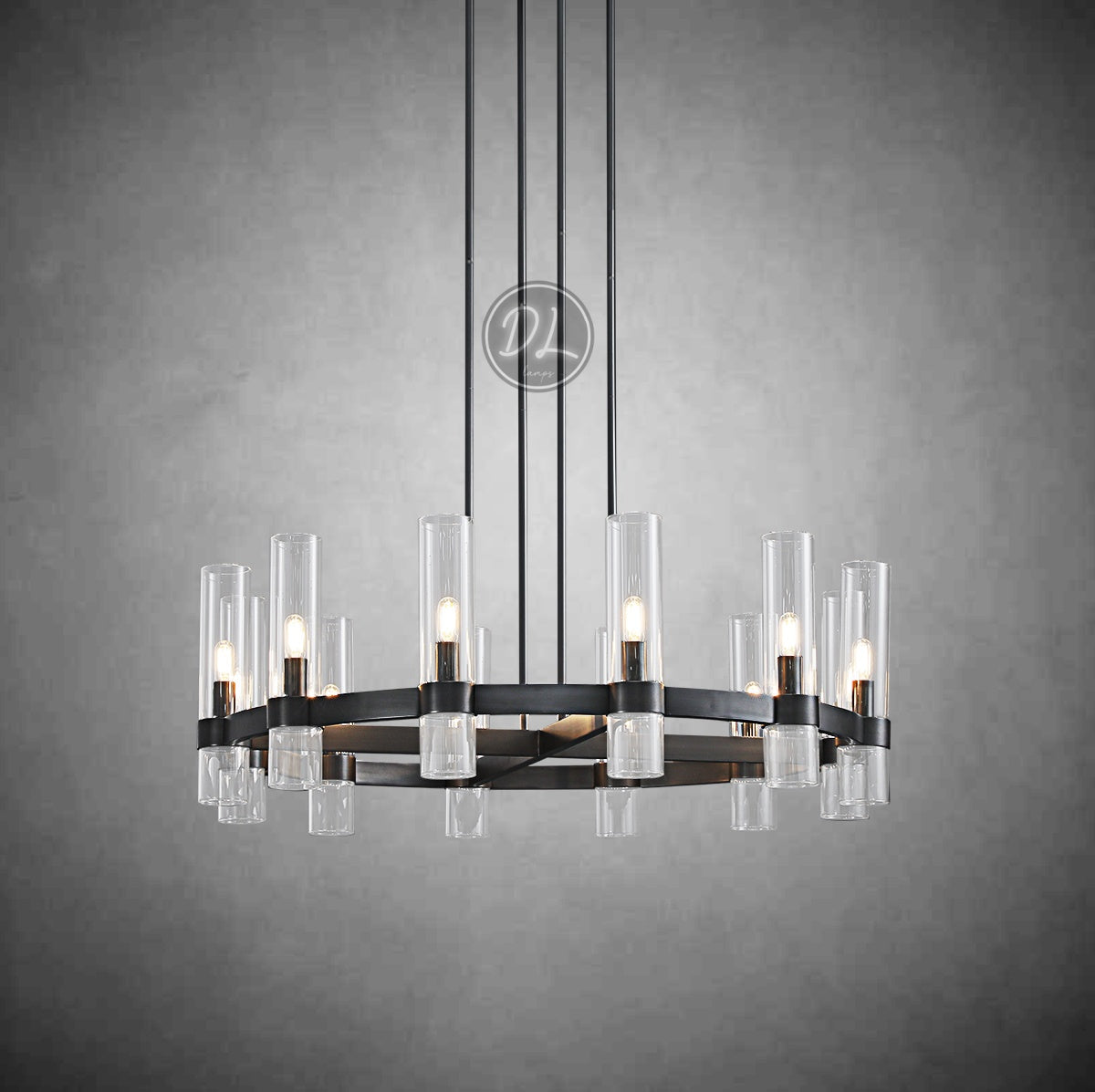 Crystalline Round Chandelier For Art Blown Glass 36"