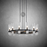Crystalline Round Chandelier For Art Blown Glass 36"