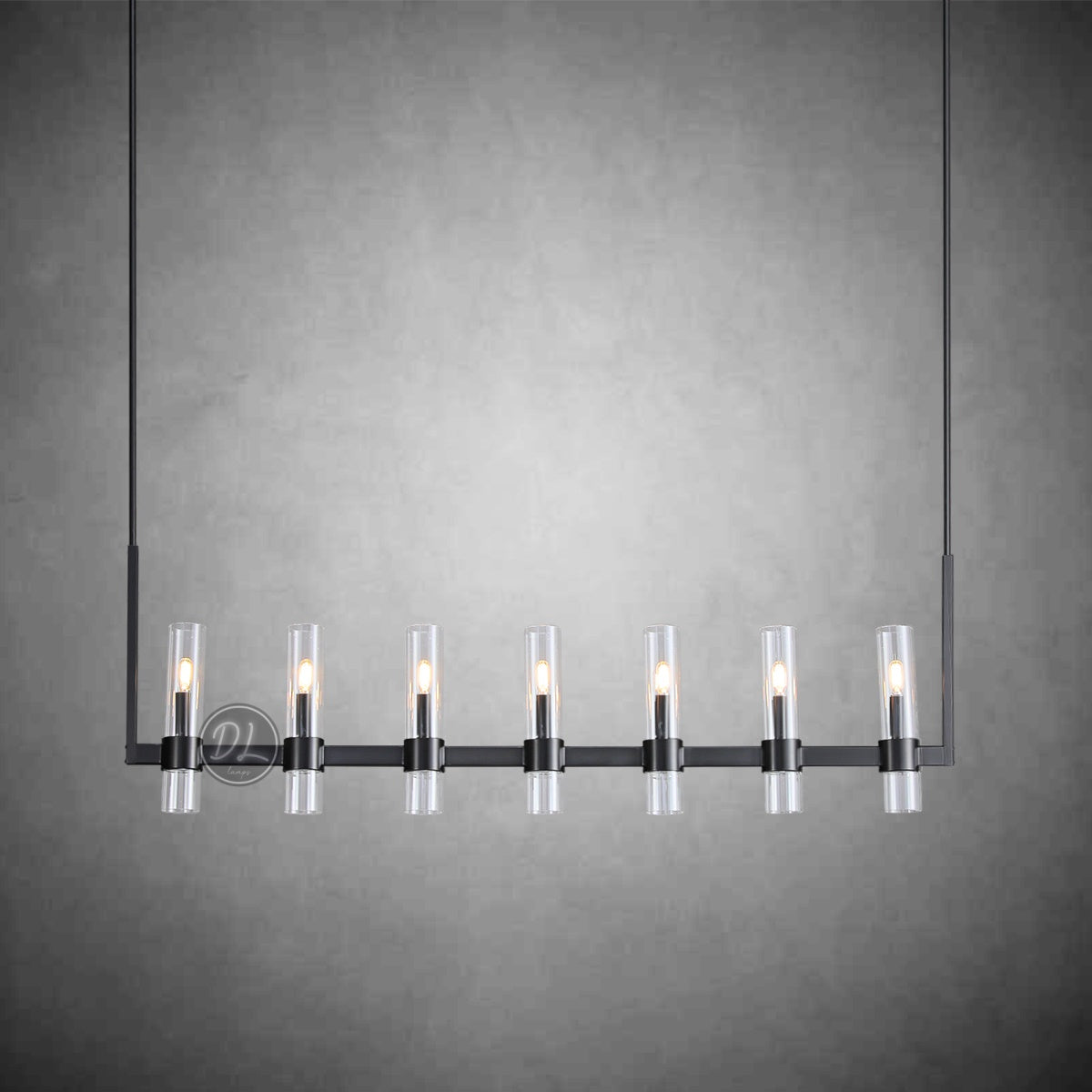 Crystalline Glass Shaded Modern Linear Chandelier 59"