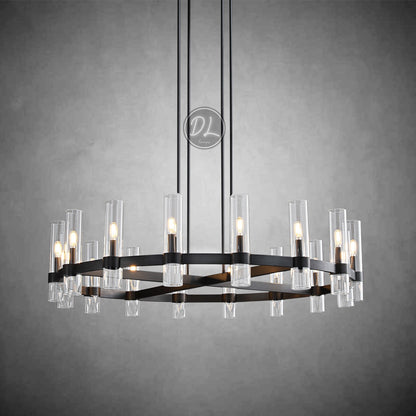 Crystalline Round Chandelier For Art Blown Glass 48"