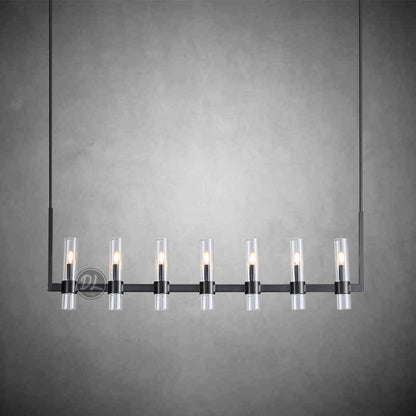 Crystalline Glass Shaded Modern Linear Chandelier 59"/71"