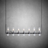 Crystalline Glass Shaded Modern Linear Chandelier 59"/71"