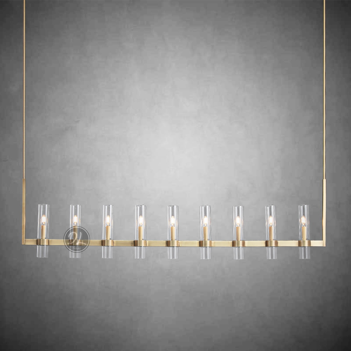 Crystalline Glass Shaded Modern Linear Chandelier 59"/71"