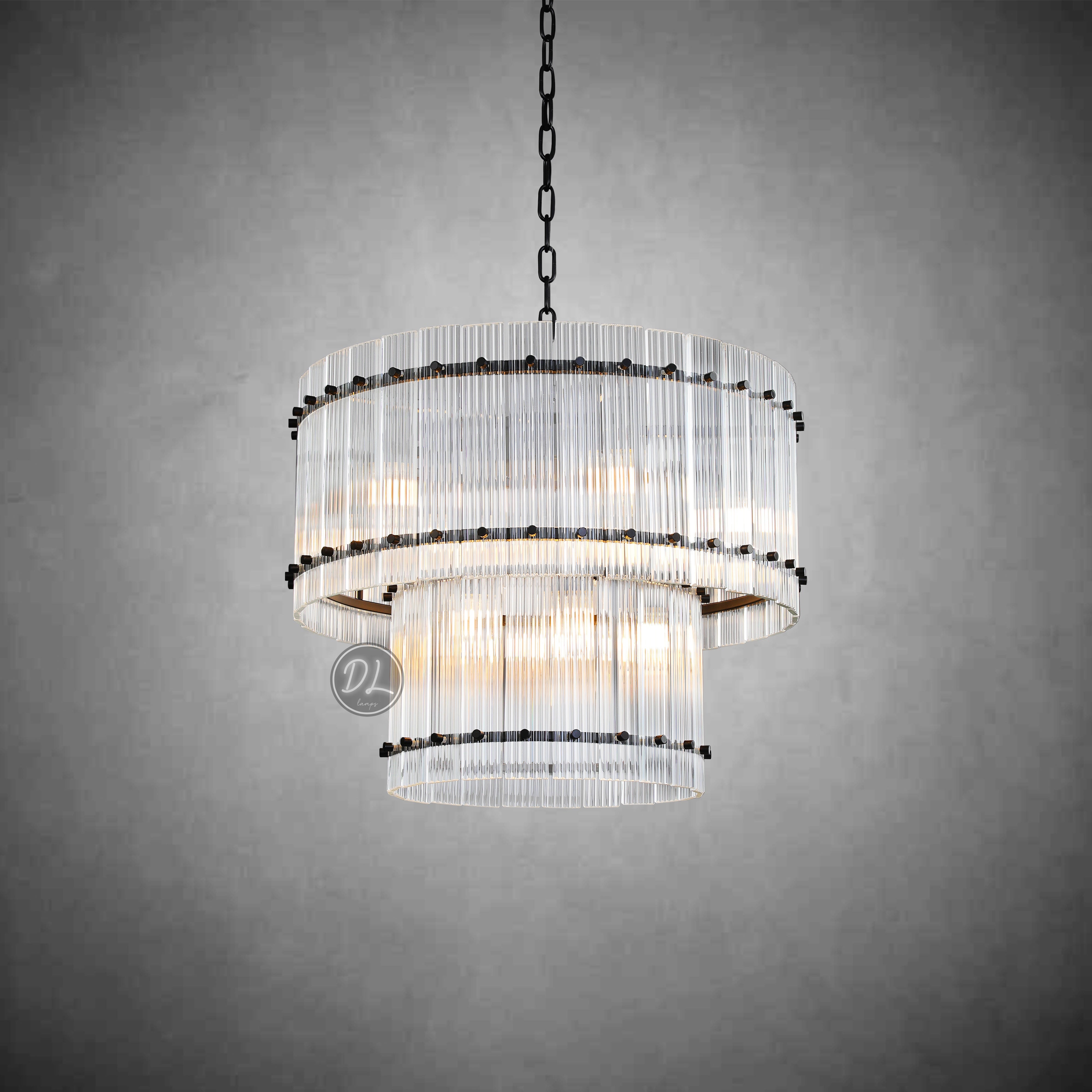 Golden Tea 2-Tier Round Glass Chandelier 22"