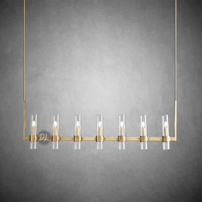 Crystalline Glass Shaded Modern Linear Chandelier 59"/71"