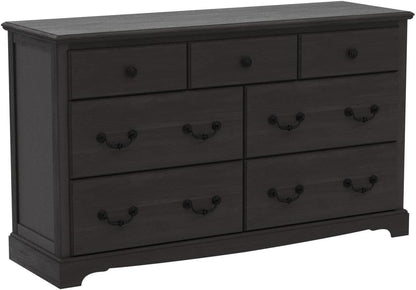 Rustic 7 Drawer Wood Dresser Chest for Bedroom