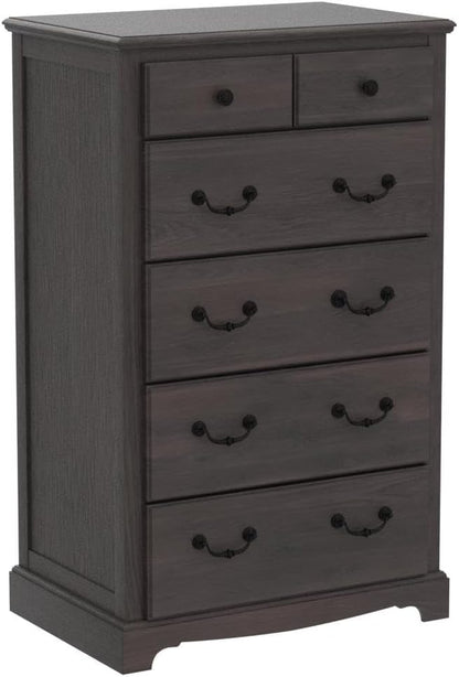 Rustic Espresso Tall 6-Drawer Dresser Chest for Bedroom