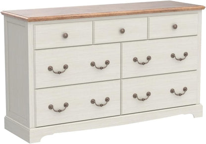 T4TREAM 7 Drawer Rustic Wood Dresser Chest for Bedroom, White