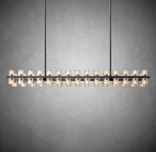 Wine-Glass Rectangular Island Chandelier 54" Over Kitchen Table